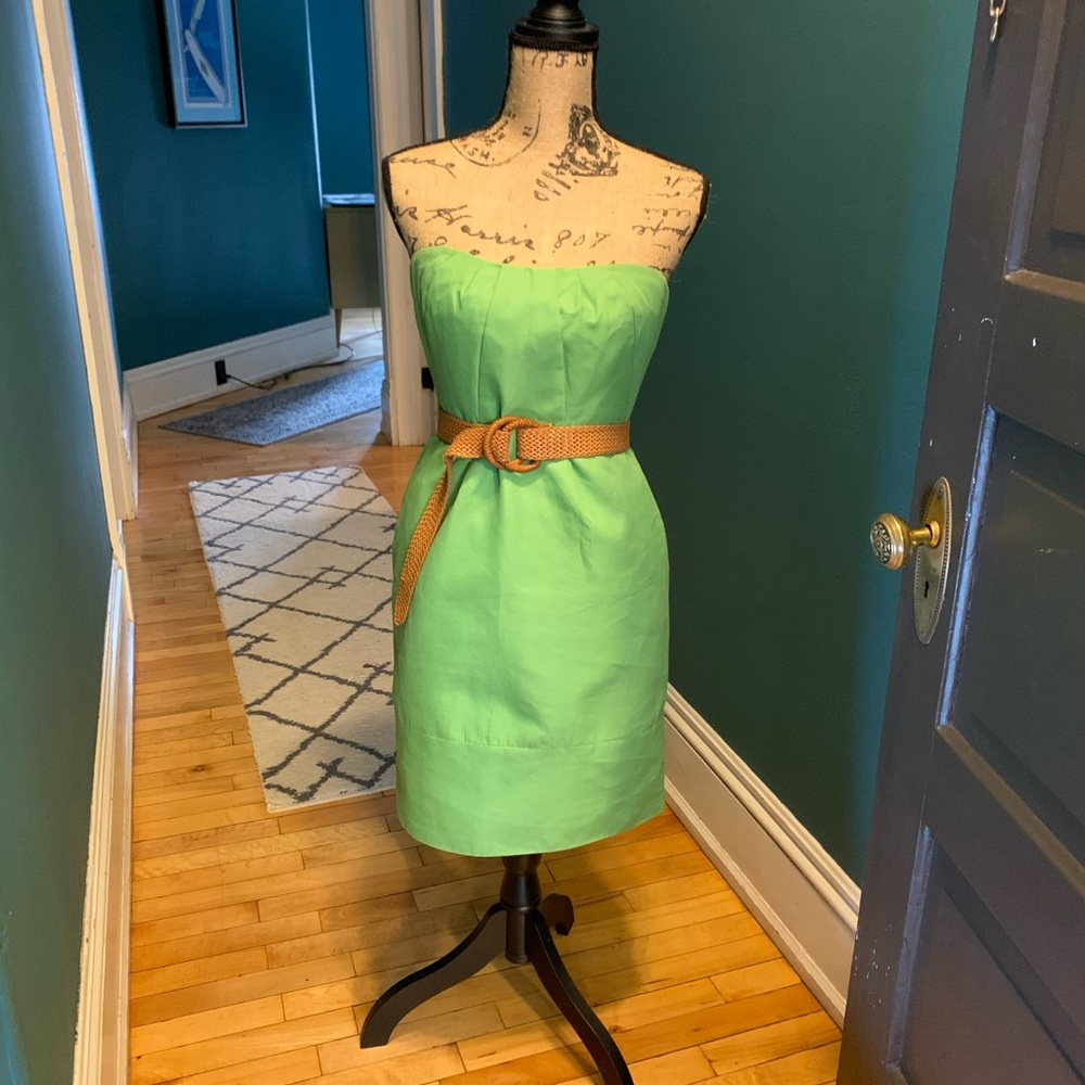 J Crew linen strapless dress 4P worn for two hours